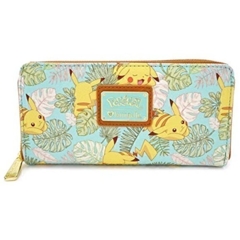 Loungefly Pokemon Pikachu Leaves Mint Zip Wallet RARE LIKE NEW